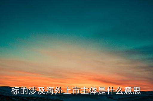 上市主體指什么，標(biāo)的涉及海外上市主體是什么意思