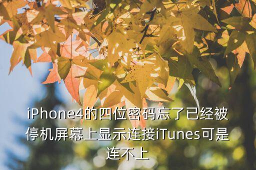 iPhone4的四位密碼忘了已經(jīng)被停機(jī)屏幕上顯示連接iTunes可是連不上