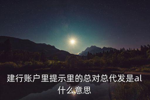 建行賬戶里提示里的總對總代發(fā)是al什么意思