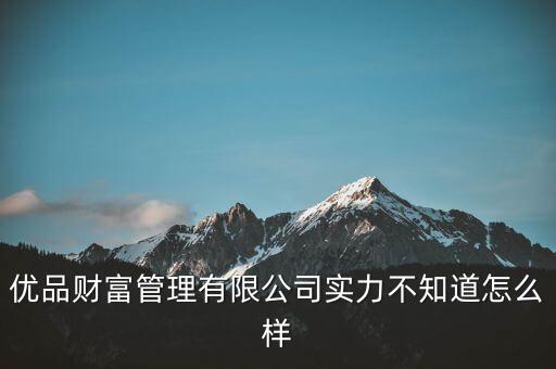 優(yōu)品財(cái)富管理有限公司實(shí)力不知道怎么樣