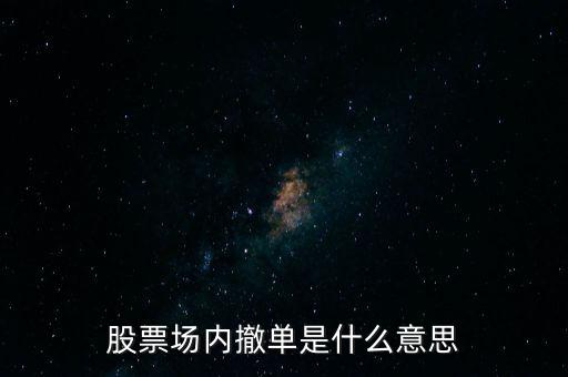 股票場內(nèi)撤單是什么意思