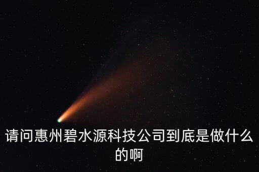 請問惠州碧水源科技公司到底是做什么的啊