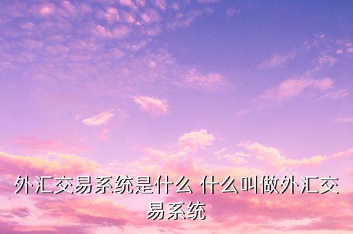 外匯交易系統(tǒng)是什么 什么叫做外匯交易系統(tǒng)