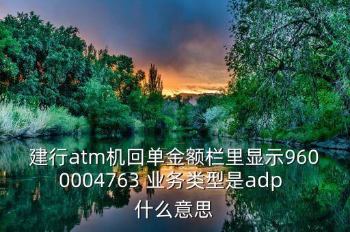 銀行adp是什么意思，建行atm機(jī)回單金額欄里顯示9600004763 業(yè)務(wù)類(lèi)型是adp 什么意思