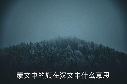 旗什么意思，內(nèi)蒙古的旗該怎么解釋