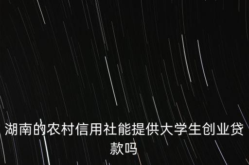 湖南的農(nóng)村信用社能提供大學(xué)生創(chuàng)業(yè)貸款嗎