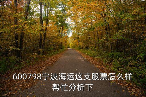 600798寧波海運這支股票怎么樣幫忙分析下