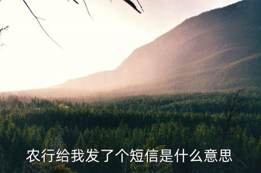 農(nóng)行給我發(fā)了個短信是什么意思