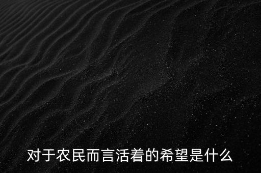 對于農(nóng)民而言活著的希望是什么