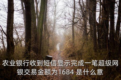 農(nóng)業(yè)銀行收到短信顯示完成一筆超級網(wǎng)銀交易金額為1684 是什么意