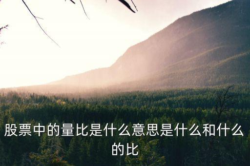 股票中的量比是什么意思是什么和什么的比