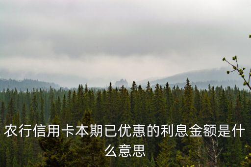 農村信用社本期利息什么意思，農行信用卡本期已優(yōu)惠的利息金額是什么意思