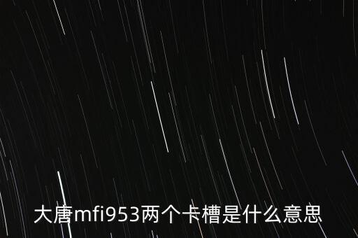 大唐mfi953兩個(gè)卡槽是什么意思