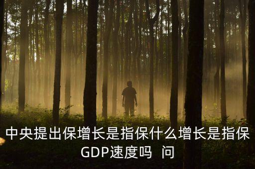 中央提出保增長是指保什么增長是指保GDP速度嗎  問