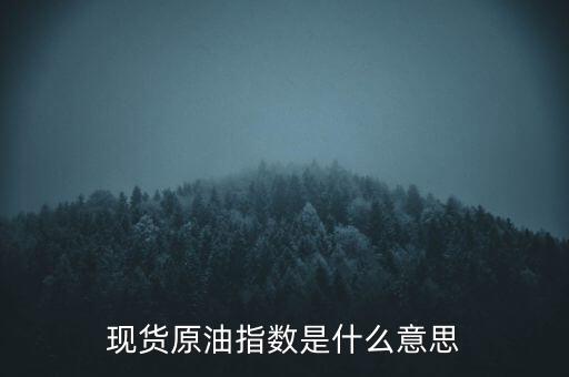 現(xiàn)貨原油指數(shù)是什么意思