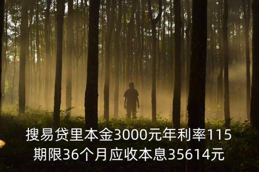 搜易貸里本金3000元年利率115期限36個月應(yīng)收本息35614元