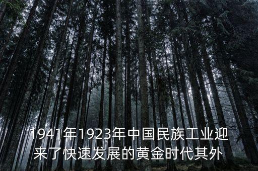 1941年1923年中國(guó)民族工業(yè)迎來了快速發(fā)展的黃金時(shí)代其外