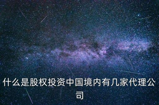 什么是股權投資中國境內有幾家代理公司