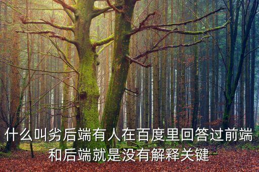 什么叫劣后端有人在百度里回答過(guò)前端和后端就是沒(méi)有解釋關(guān)鍵