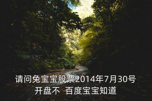 請問兔寶寶股票2014年7月30號(hào)開盤不  百度寶寶知道