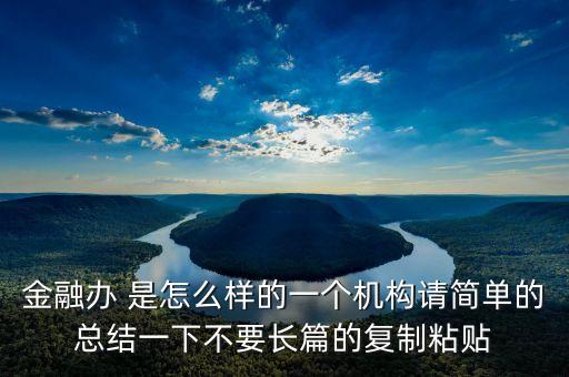 金融辦 是怎么樣的一個機構請簡單的總結一下不要長篇的復制粘貼