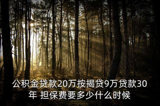 公積金貸款20萬按揭貸9萬貸款30年 擔(dān)保費要多少什么時候