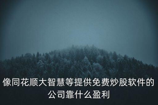 像同花順大智慧等提供免費炒股軟件的公司靠什么盈利