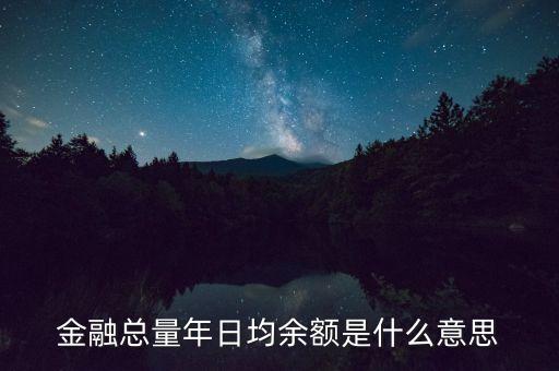 金融總量年日均余額是什么意思