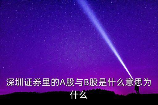 深圳b股是什么意思，什么叫B股