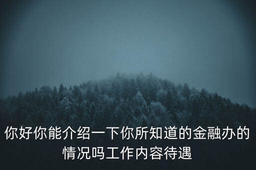 縣級(jí)金融辦是干什么的，你好你能介紹一下你所知道的金融辦的情況嗎工作內(nèi)容待遇