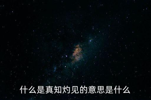 什么是真知灼見的意思是什么