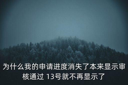 為什么我的申請(qǐng)進(jìn)度消失了本來(lái)顯示審核通過(guò) 13號(hào)就不再顯示了