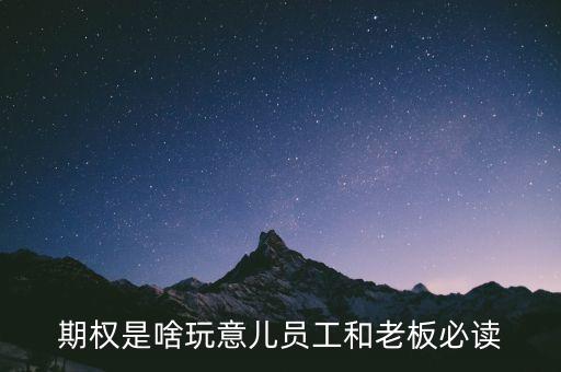 期權(quán)是啥玩意兒員工和老板必讀