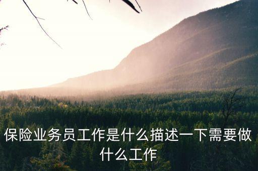 保險業(yè)務(wù)員是做什么的，保險業(yè)務(wù)員工作是什么描述一下需要做什么工作