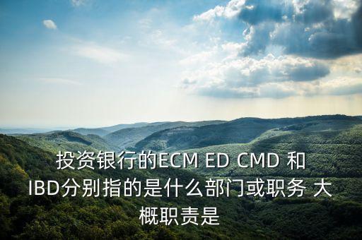 投資銀行的ECM ED CMD 和IBD分別指的是什么部門或職務 大概職責是