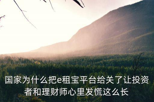 國家為什么把e租寶平臺給關(guān)了讓投資者和理財師心里發(fā)慌這么長