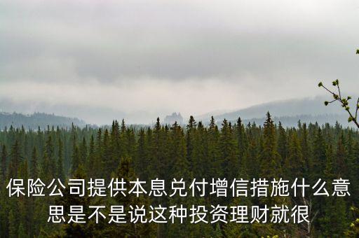 保險公司提供本息兌付增信措施什么意思是不是說這種投資理財就很