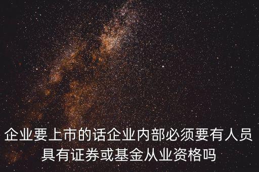 企業(yè)要上市的話企業(yè)內(nèi)部必須要有人員具有證券或基金從業(yè)資格嗎