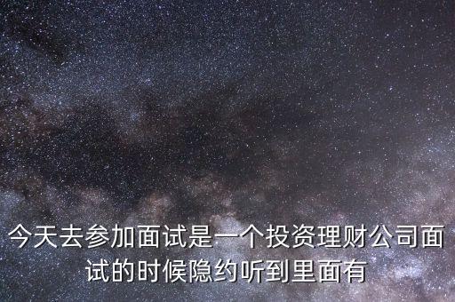 今天去參加面試是一個投資理財公司面試的時候隱約聽到里面有