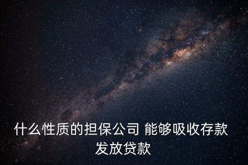 什么性質(zhì)的擔(dān)保公司 能夠吸收存款 發(fā)放貸款