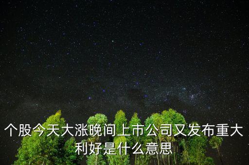 個股利好是什么意思，個股今天大漲晚間上市公司又發(fā)布重大利好是什么意思