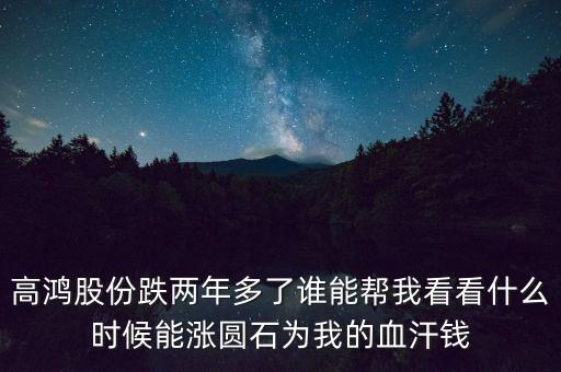 高鴻股份跌兩年多了誰能幫我看看什么時候能漲圓石為我的血汗錢