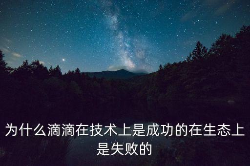 為什么滴滴在技術(shù)上是成功的在生態(tài)上是失敗的