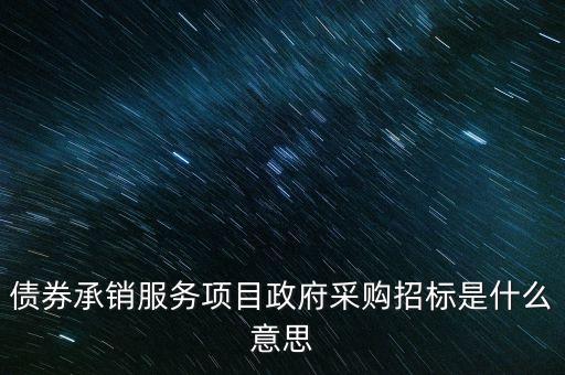 債券承銷服務(wù)項目政府采購招標是什么意思