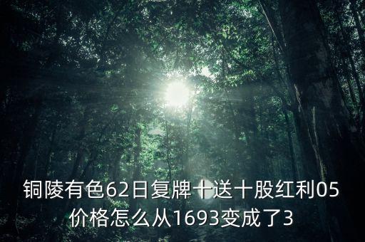 銅陵有色62日復牌十送十股紅利05價格怎么從1693變成了3