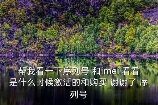 幫我看一下序列號 和imei 看看是什么時(shí)候激活的和購買 謝謝了 序列號