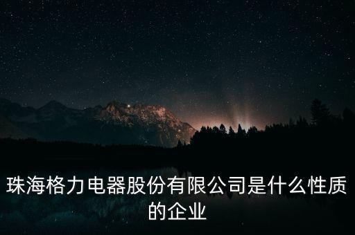 珠海格力電器股份有限公司是什么性質(zhì)的企業(yè)