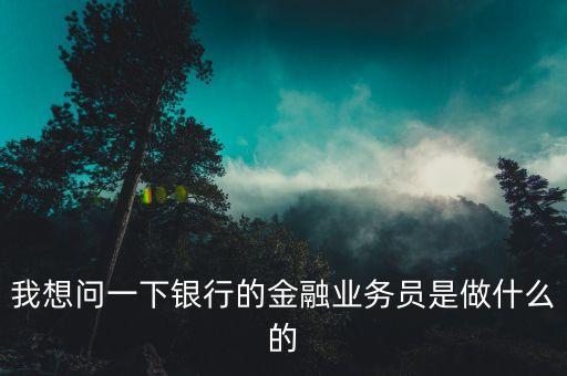 我想問一下銀行的金融業(yè)務員是做什么的