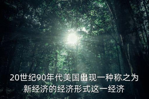 20世紀90年代美國出現(xiàn)一種稱之為新經(jīng)濟的經(jīng)濟形式這一經(jīng)濟