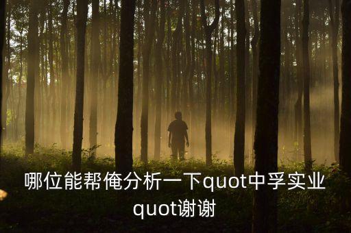 哪位能幫俺分析一下quot中孚實業(yè)quot謝謝